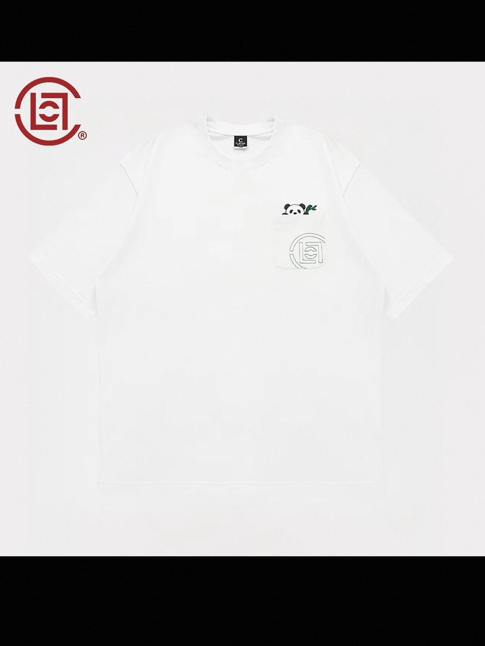 Clot White Crewneck T-Shirt with Panda & Emblem Unisex